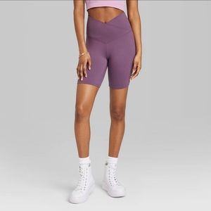 high waisted cross cross biker shorts